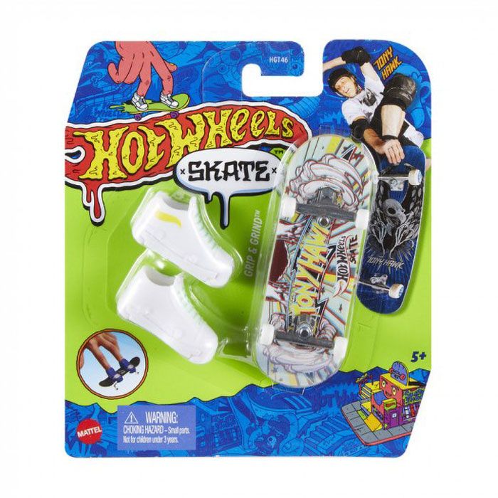 Ігровий набір Hot Wheels Скейт та взуття для пальчиків білий з жовтим від років HGT