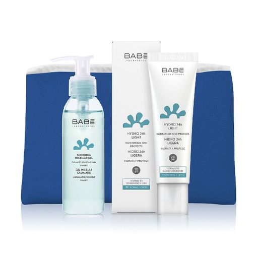 Набір для обличчя Babe Laboratorios міцелярний гель 90 мл крем SPF 20 50 мл косметичка