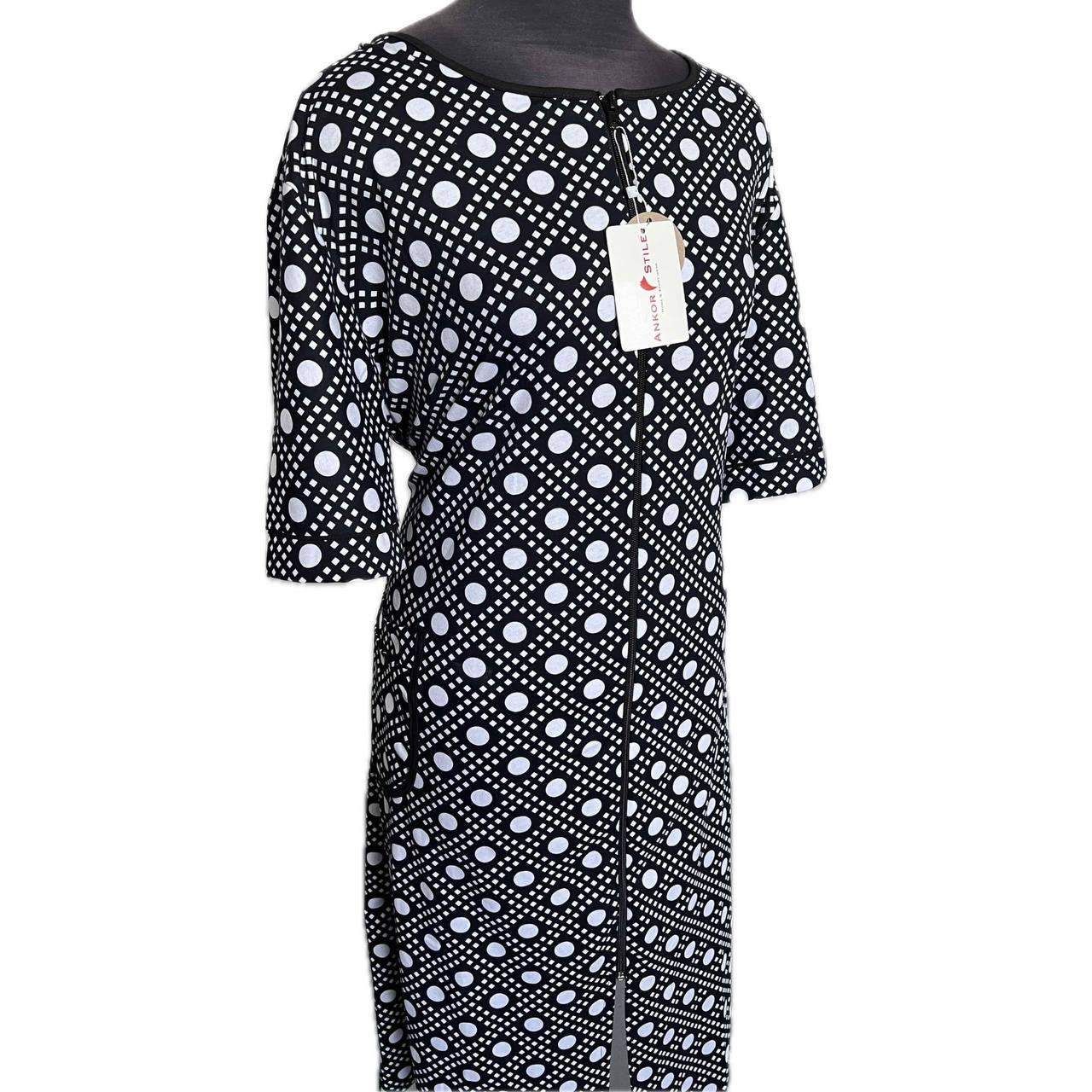 Трикотажный летний женский халат хлопок Черный 66 (П1Е818108-4 ...