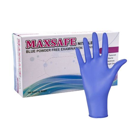 Перчатки Maxsafe нитриловые без пудры, текстурированные, обычные синие ...
