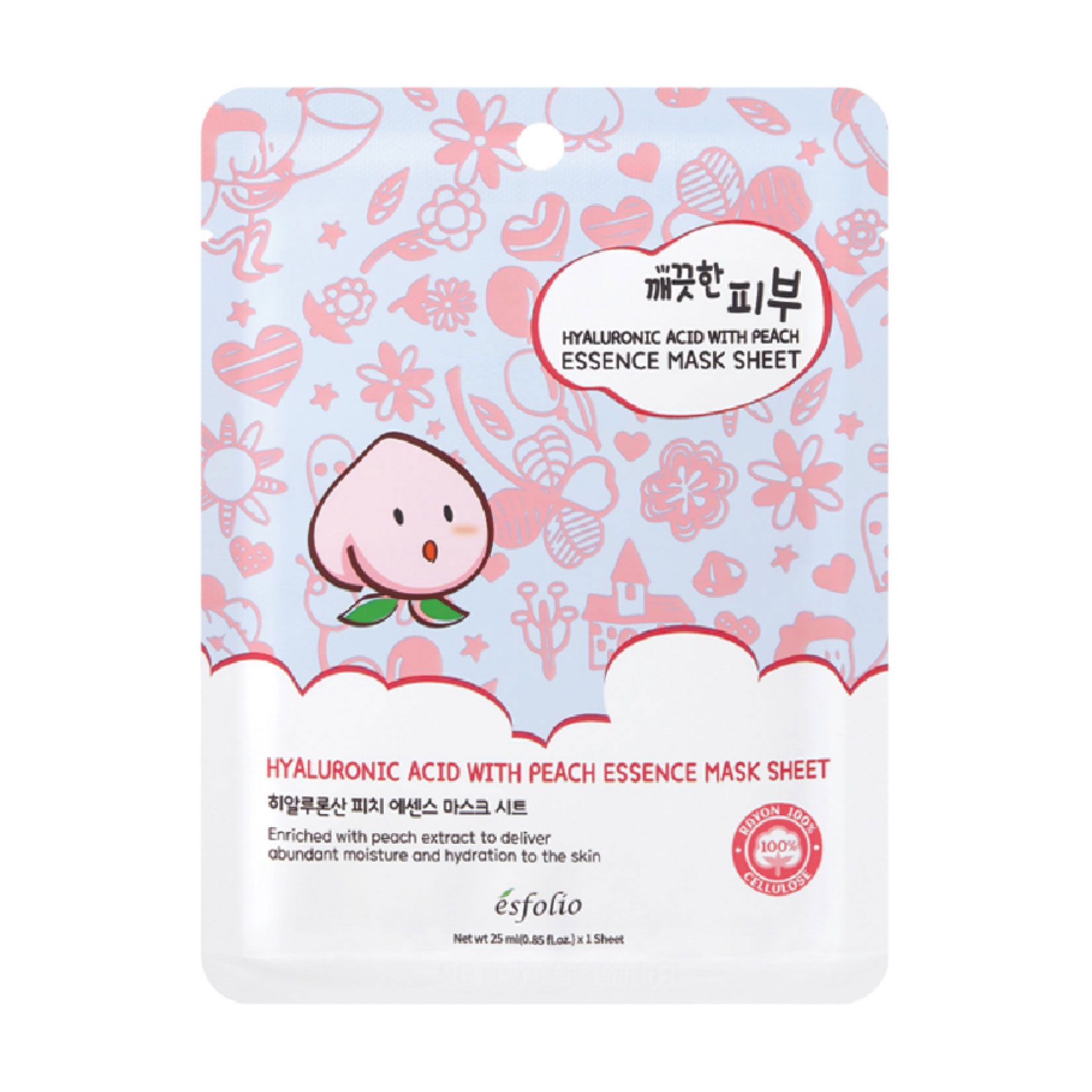 Тканевая маска для лица Esfolio Hyaluronic Acid With Peach Essence Mask