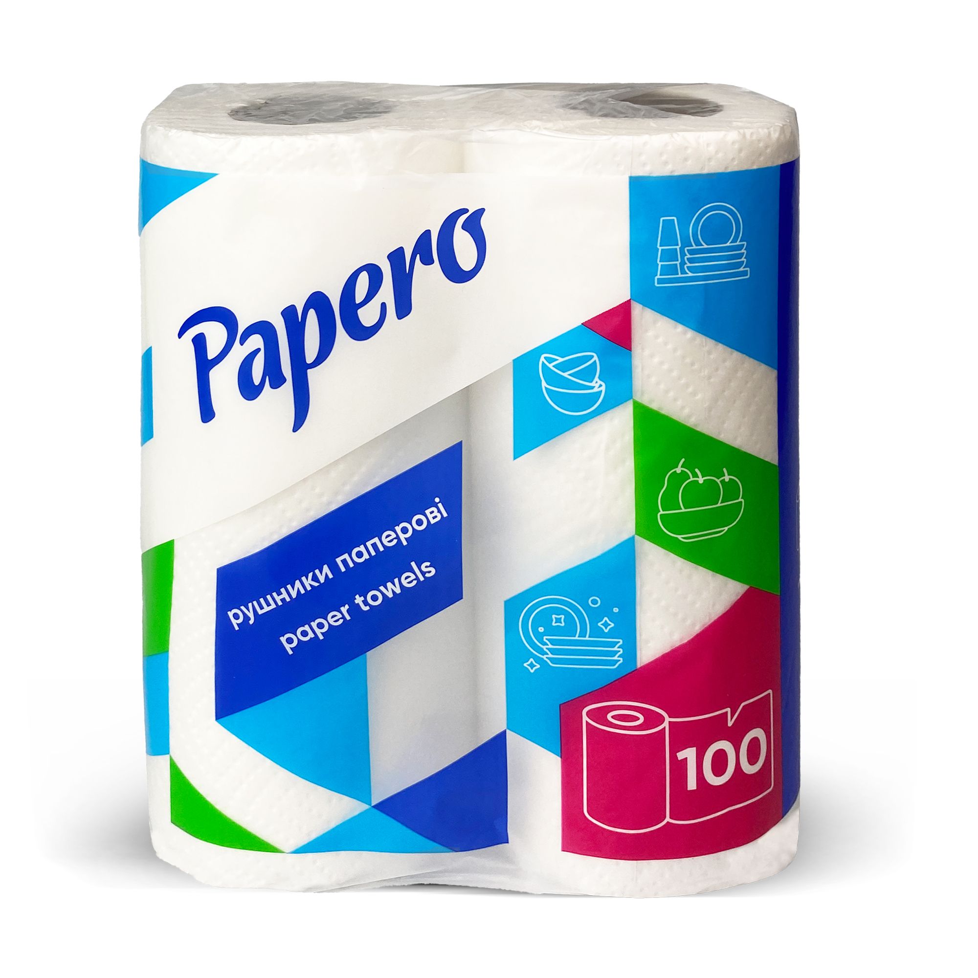 Бумажные полотенца Papero Джамбо, белые, 2-слойные, 100 отрывов, 2 ...