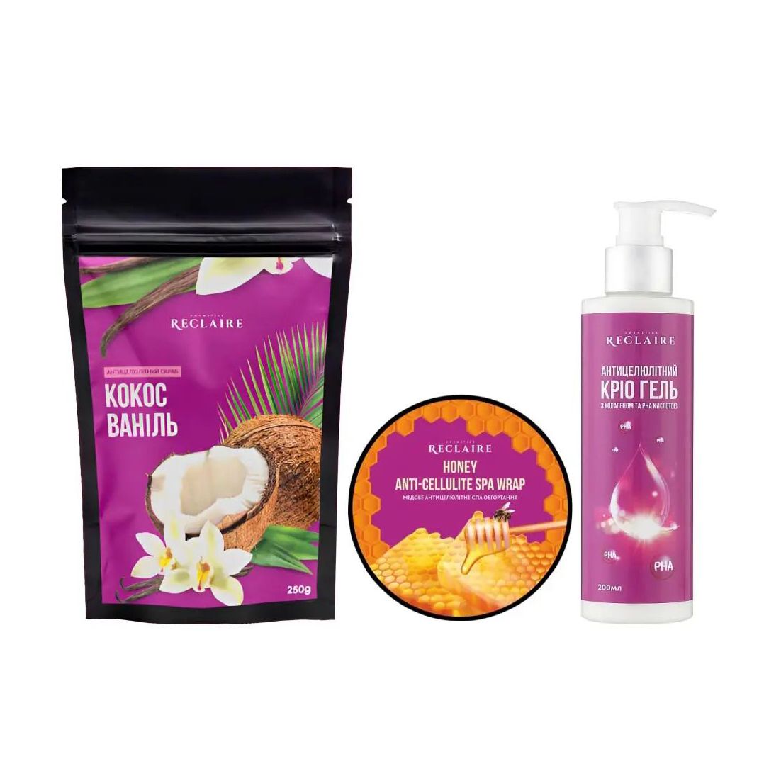 Набор для тела Reclaire Антицеллюлитный SPA комплекс (скраб Кокос ...