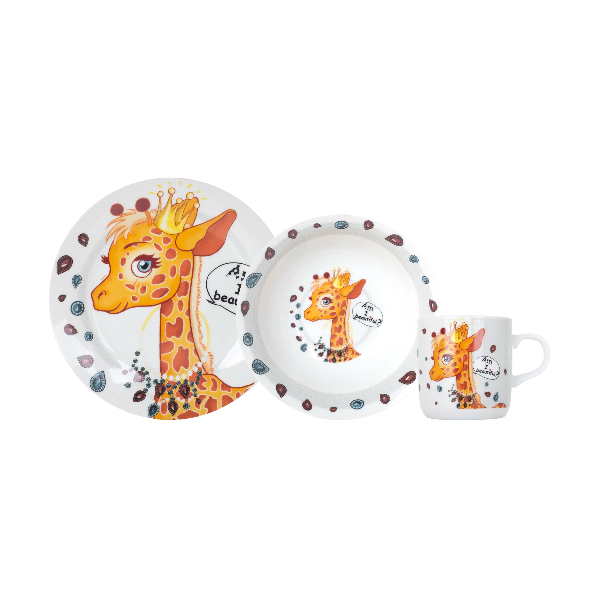 Надія Детский набор посуды Limited Edition Pretty Giraffe (чашка, 230 мл + тарелка обеденная, 18 см + тарелка суповая, 15 см) (YF6025) photo