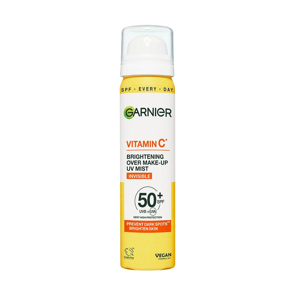 Сонцезахисний спрей-міст для обличчя Garnier Vitamin C Brightening Over Make-Up UV Mist, SPF 50+, з вітаміном С, 75 мл