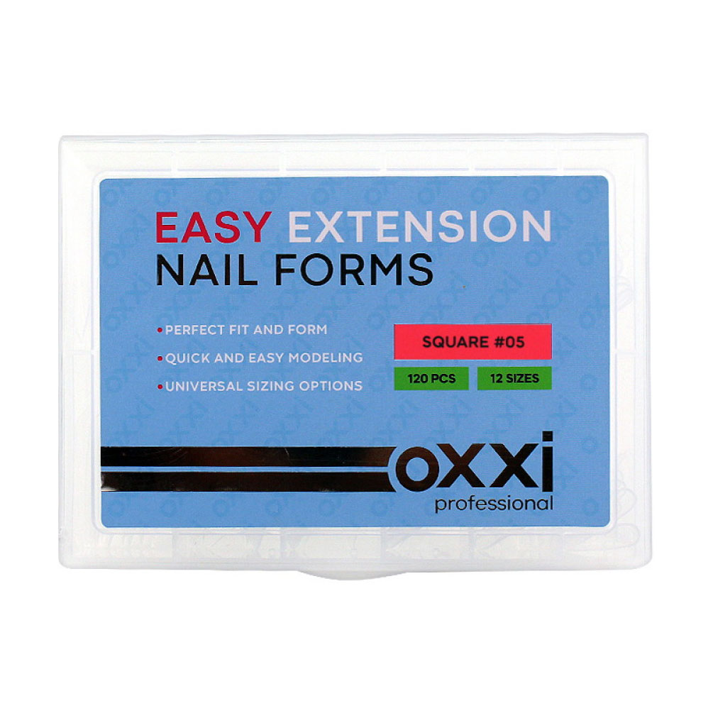Тетяна Верхние формы для наращивания ногтей Oxxi Professional Nail Forms 05 Square, 120 шт photo