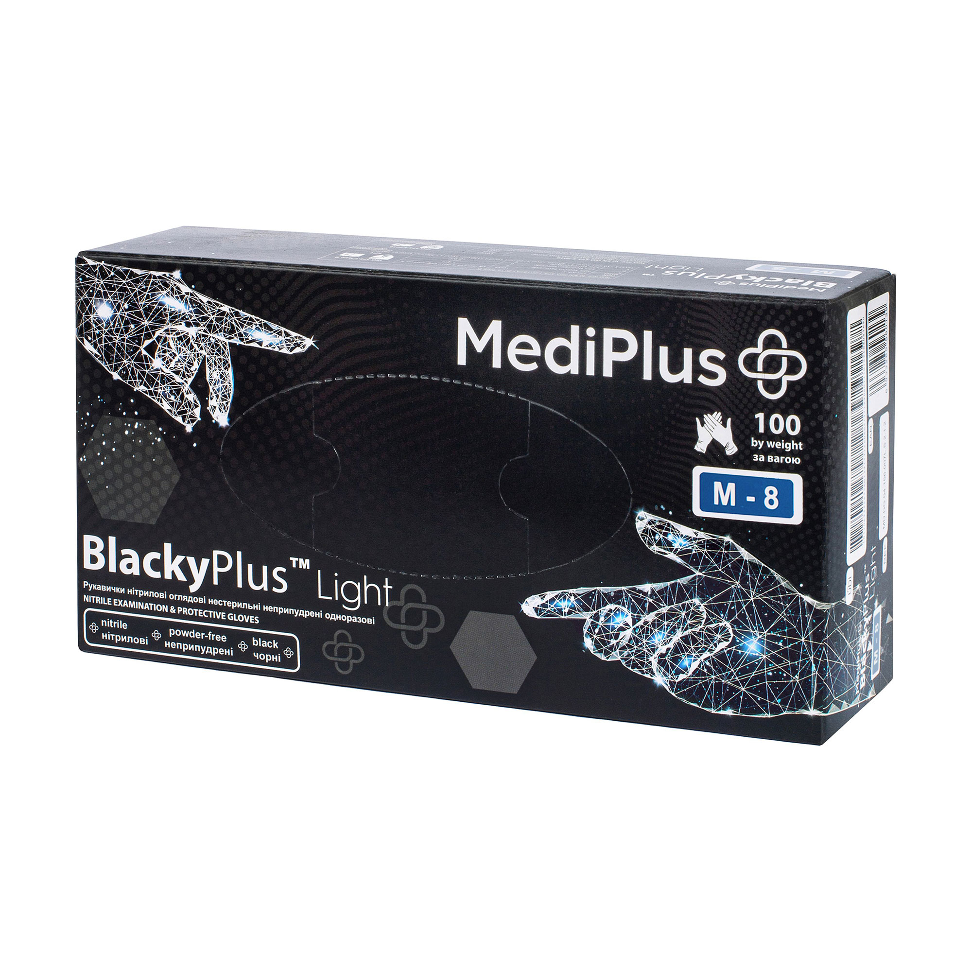 КОНСТАНТИН Б. Рукавички нітрилові MediPlus NitryPlus Light нестерильні, чорні, розмір M, 100 шт photo
