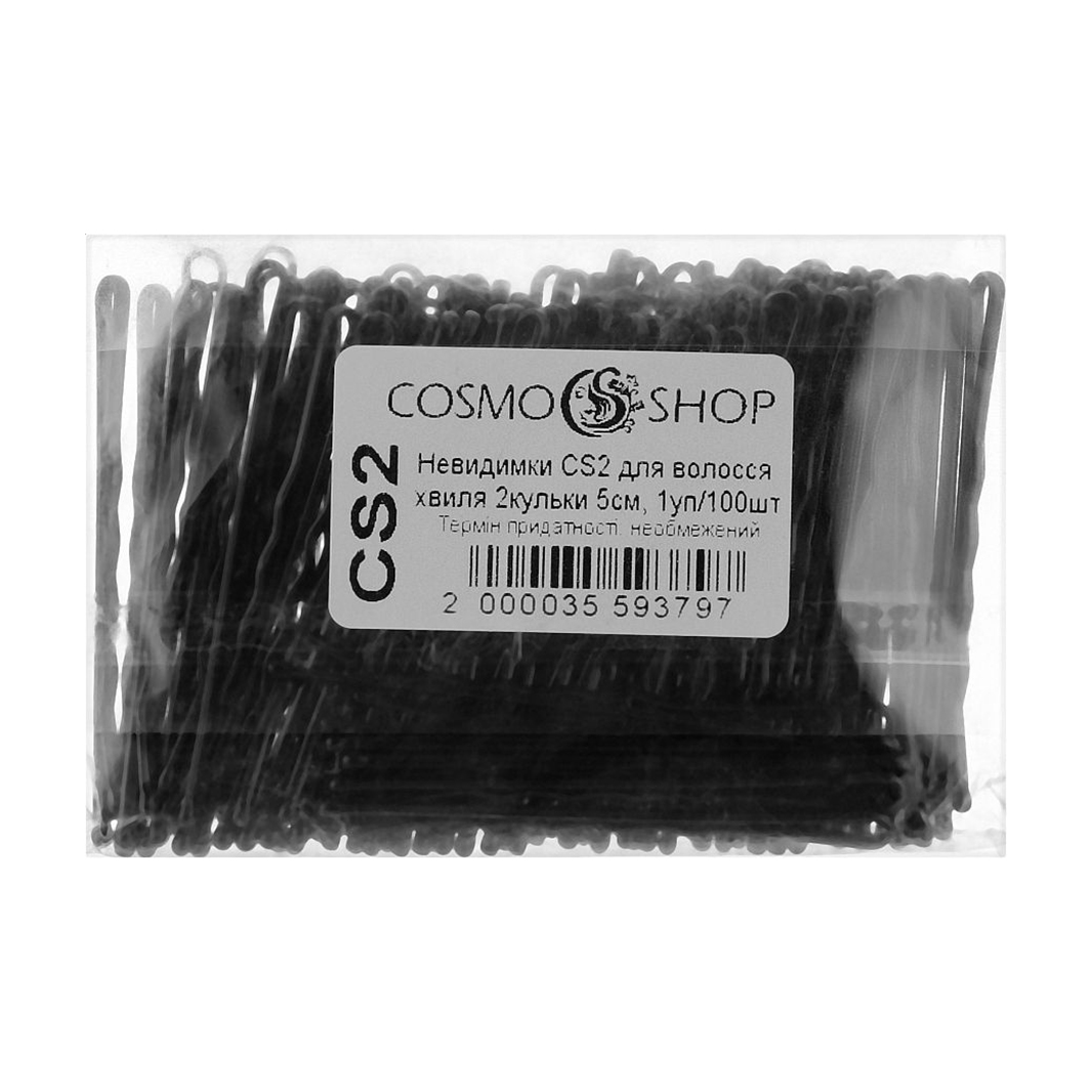 Ірина Невидимки для волос Cosmo Shop волнистые, черные, 50 мм, 100 шт (CS2) photo