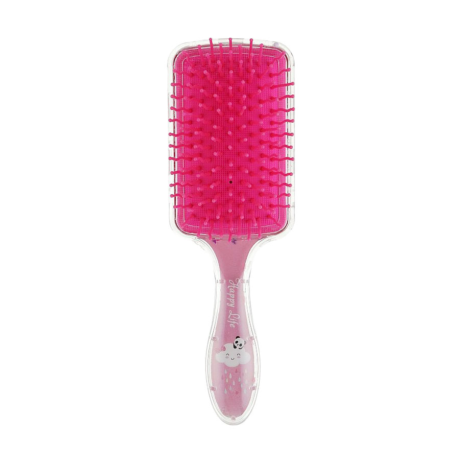 Вікторія Дитяча щітка для волосся Cosmo Shop Happy Life, прямокутна, 20*6.5 см, рожева з малиновими зубчиками, 1 шт (CS401) photo