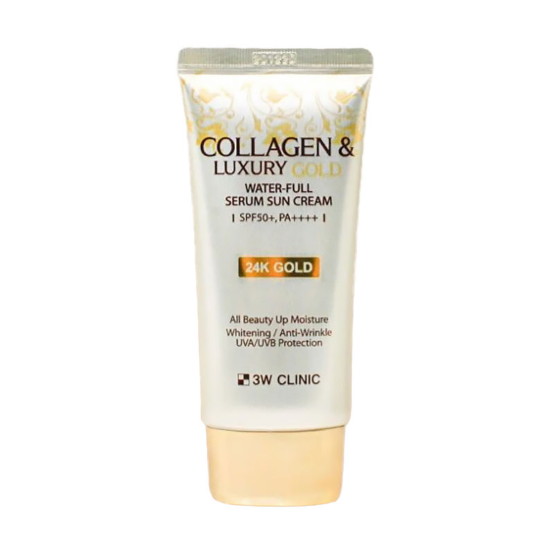Гадиль Солнцезащитный крем для лица 3W Clinic Collagen & Luxury Gold Water-Full Serum Sun Cream SPF 50+ PA++++, 50 мл photo