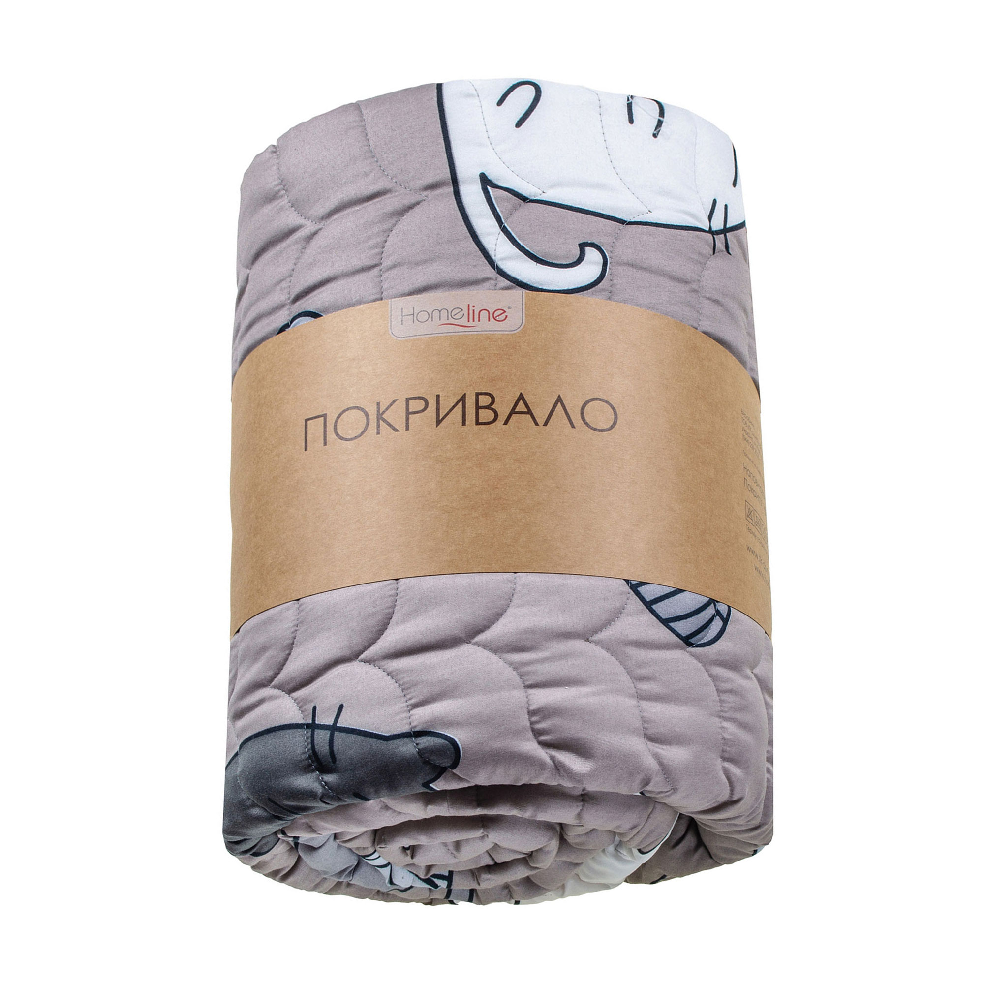 Тетяна Стеганое покрывало Home Line Hi Cat, кофейное, 210*240 см (192260) photo