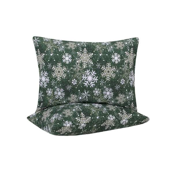Наволочки Lotus Home Фланель - Snowflake зелений/білий 35x45 (2 од ...