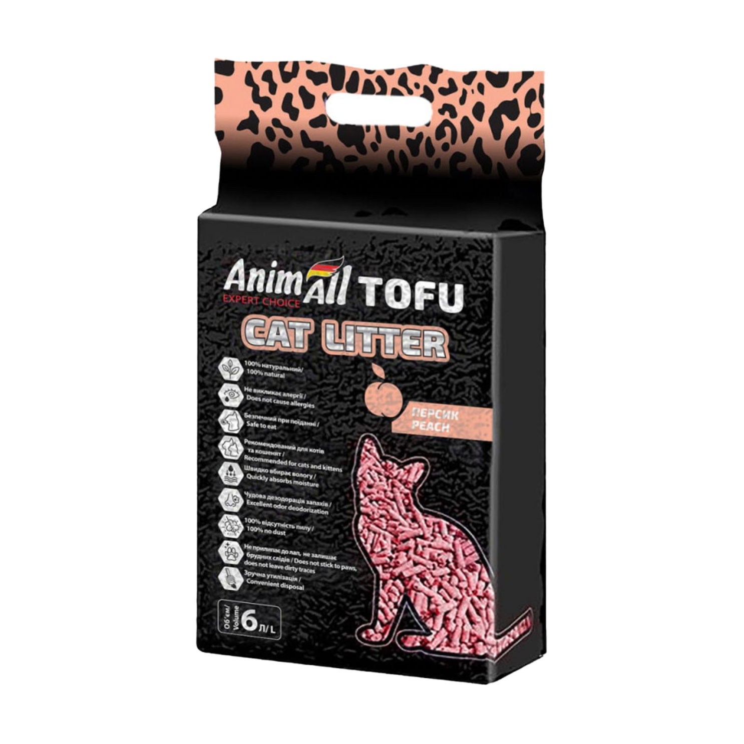 Катерина Соевый наполнитель для кошачьего туалета AnimAll Tofu комковочный, с ароматом персика, 6 л, 2.6 кг photo