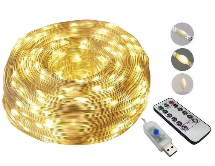 Ірина К. Профессиональная LED-гирлянда SunLamp 22м 200 диодов с пультом дистанционного управления, 8 режимов, USB, медная проволока (1450053) photo