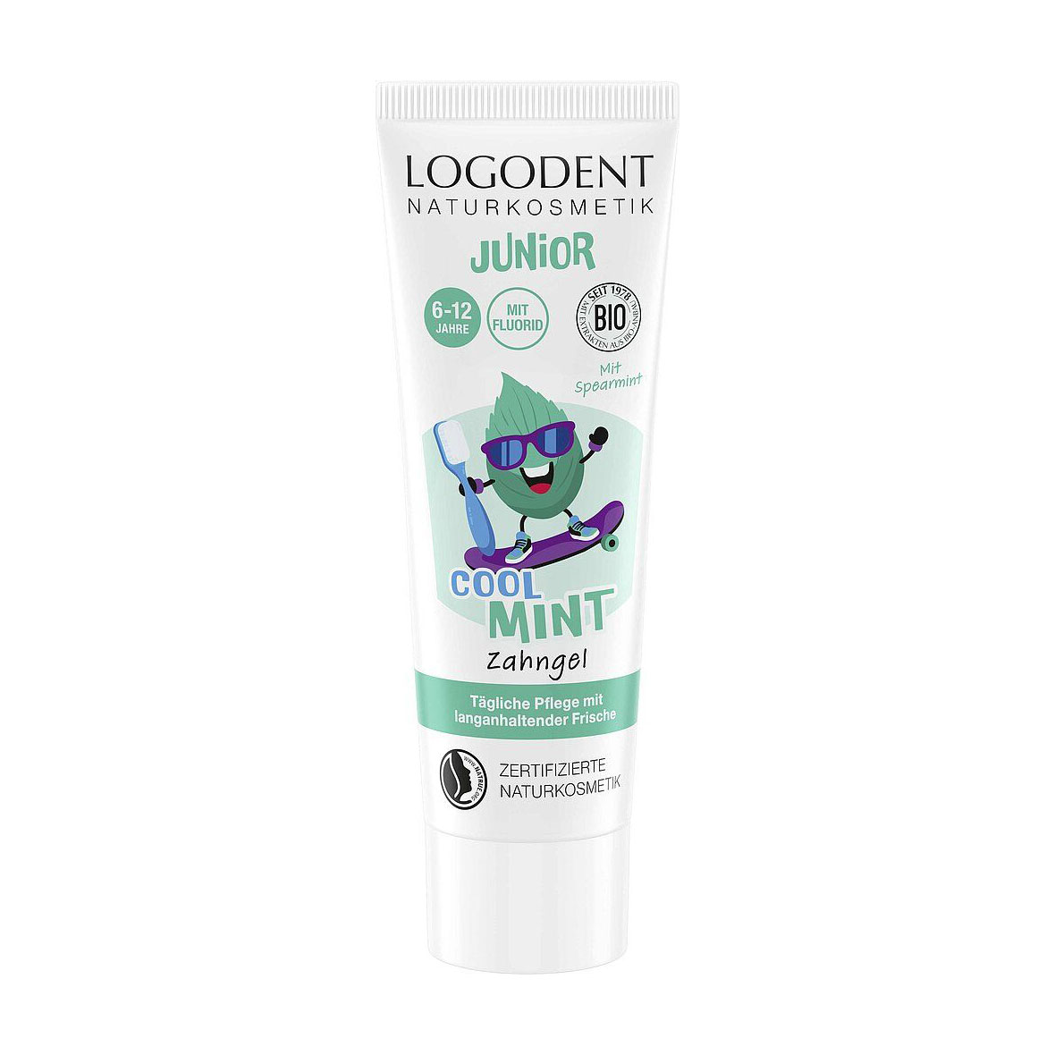 Юлія Детский зубной гель Logodent Junior Cool Mint с фтором, от 6 до 12 лет, 75 мл photo