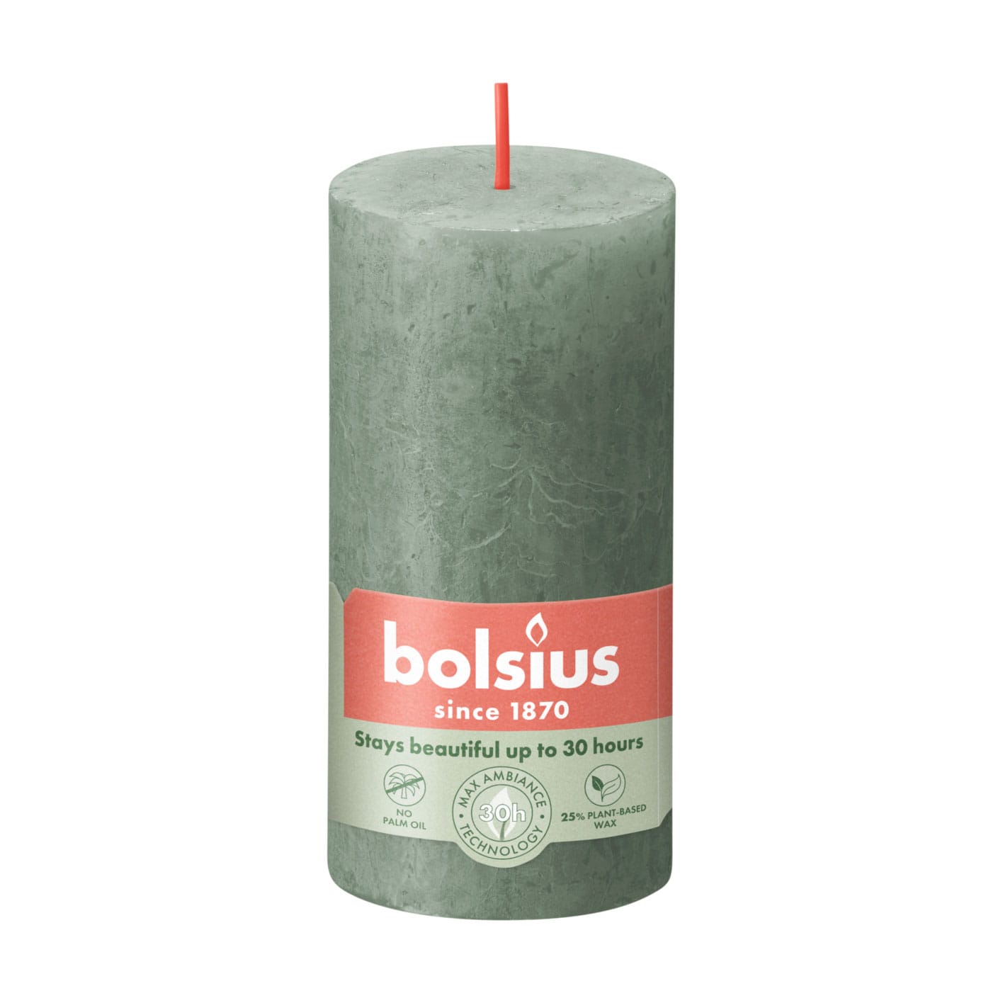 Олександра Т. Цилиндрическая свеча Bolsius Rustic Shine Нефритово-зеленый, 100*50 мм photo