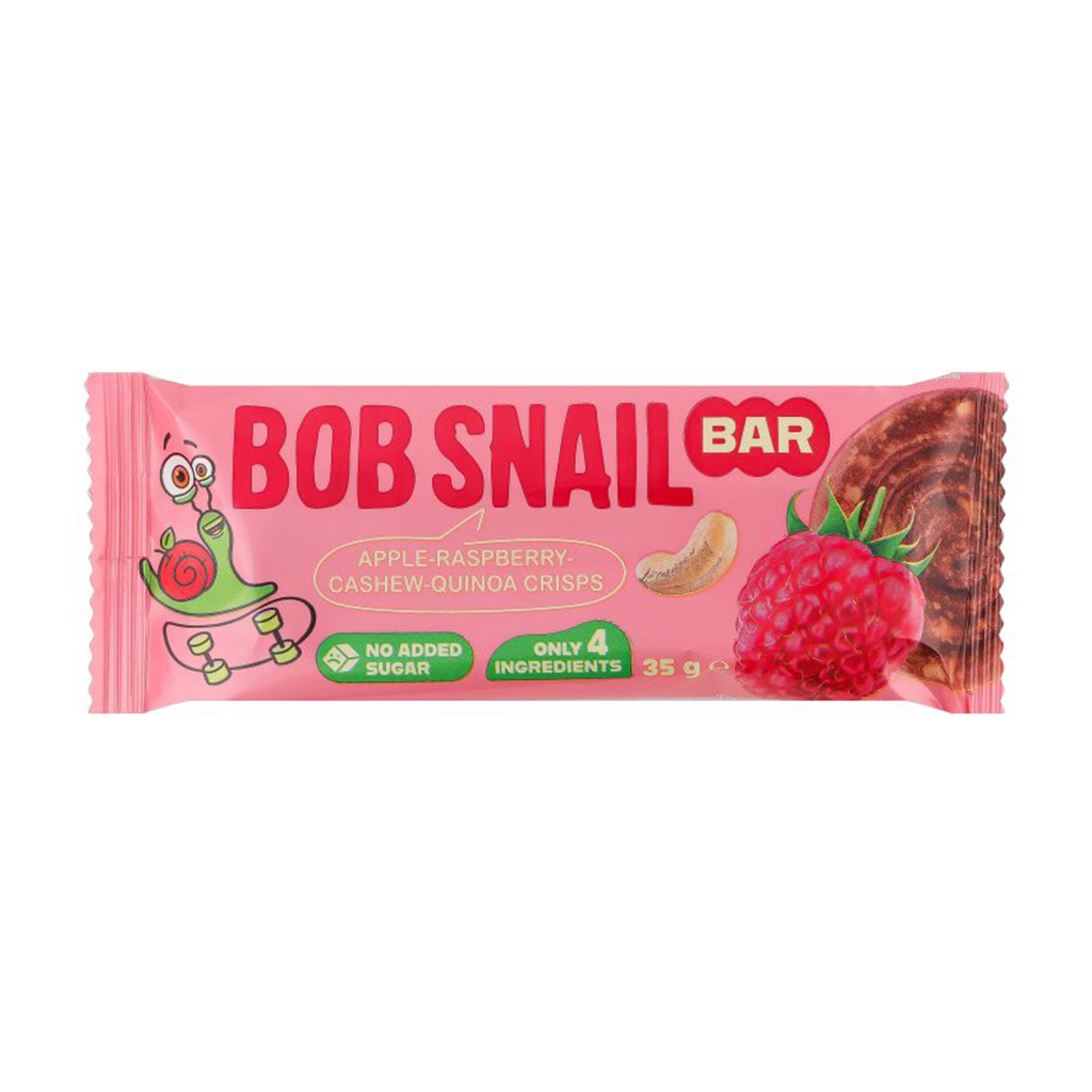 Лідія С. Фруктово-ягодно-ореховый батончик Bob Snail Яблоко-малина-кешью-криспы киноа, 35 г photo