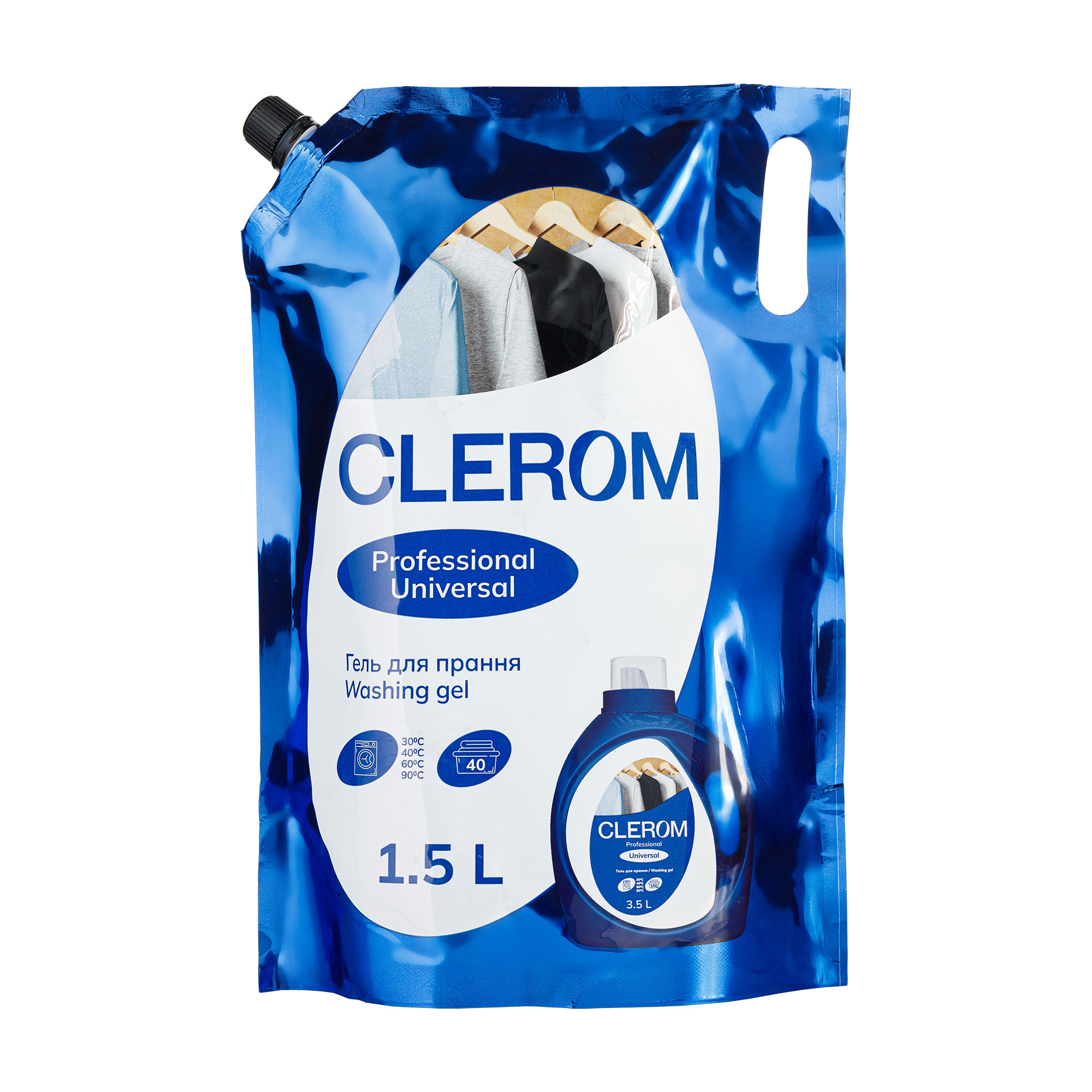 Валентина Т. Гель для прання CLEROM Professional Universal, 40 циклів прання, 1.5 л (дойпак) photo