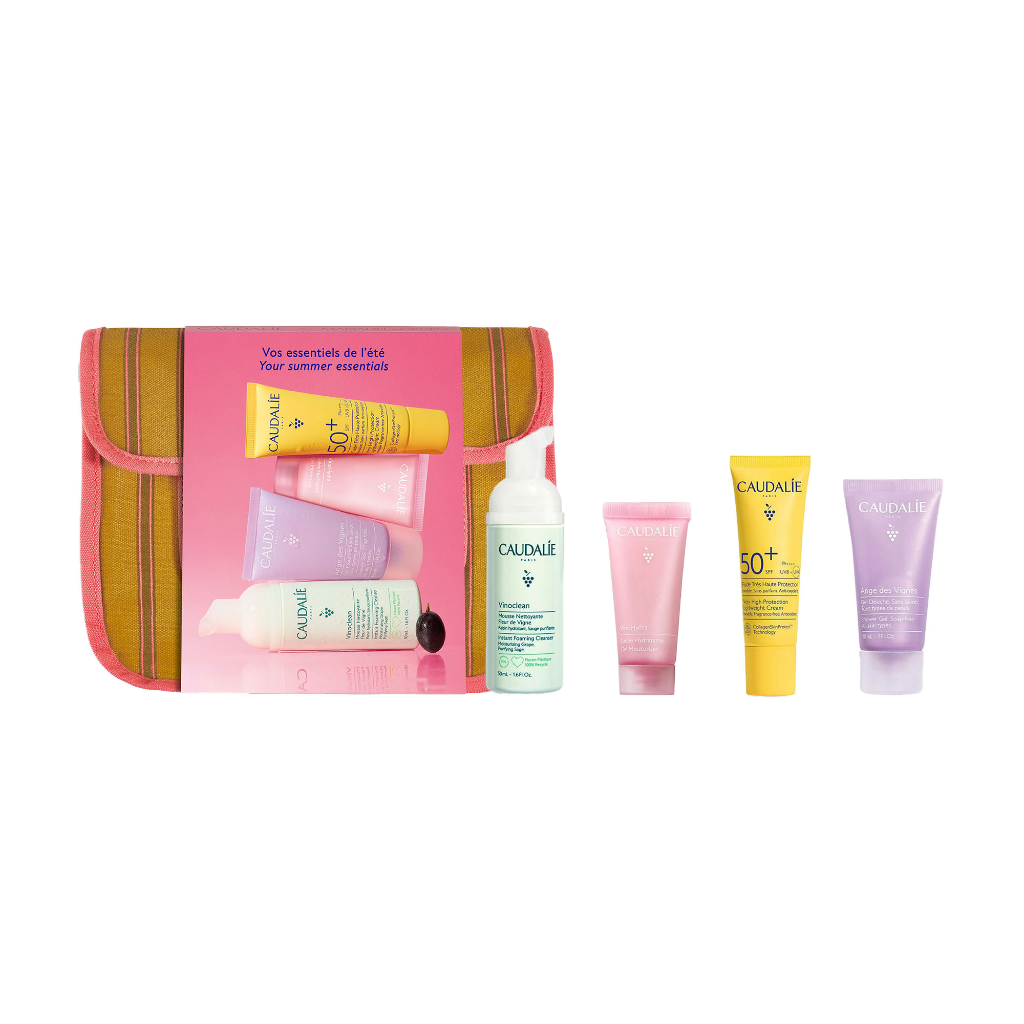 Марина Ч. Набор для лица Caudalie Summer Pouch 2026 (очищающий мусс, 50 мл + гель, 15 мл + гель для душа, 30 мл + солнцезащитный крем, 20 мл + косметичка)  photo