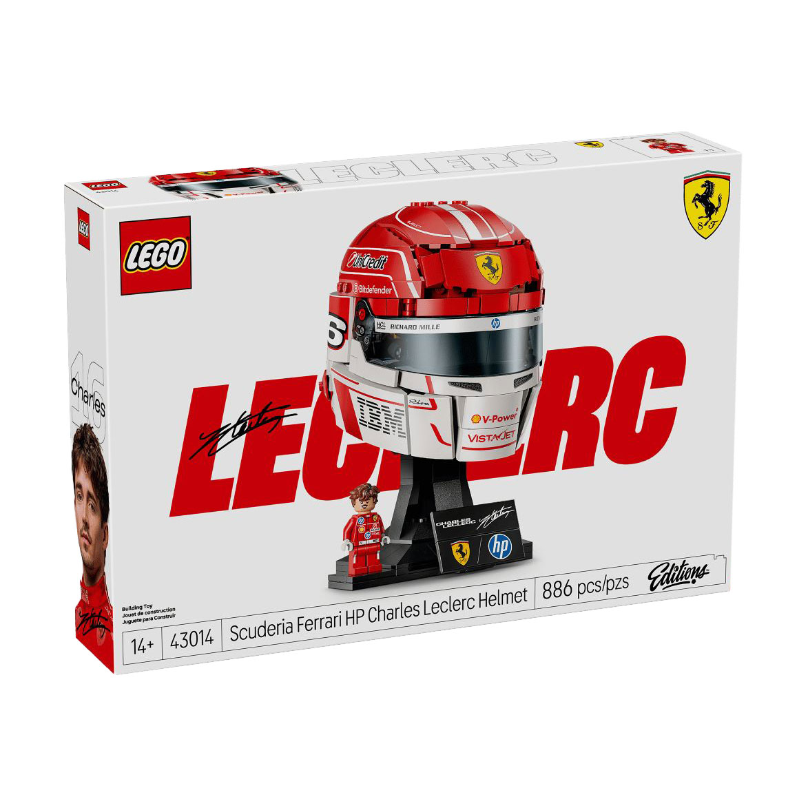 Таня Конструктор LEGO Editions Formula 1 Шлем Шарля Леклера из команды Scuderia Ferrari HP, 886 деталей, от 14 лет (43014) photo
