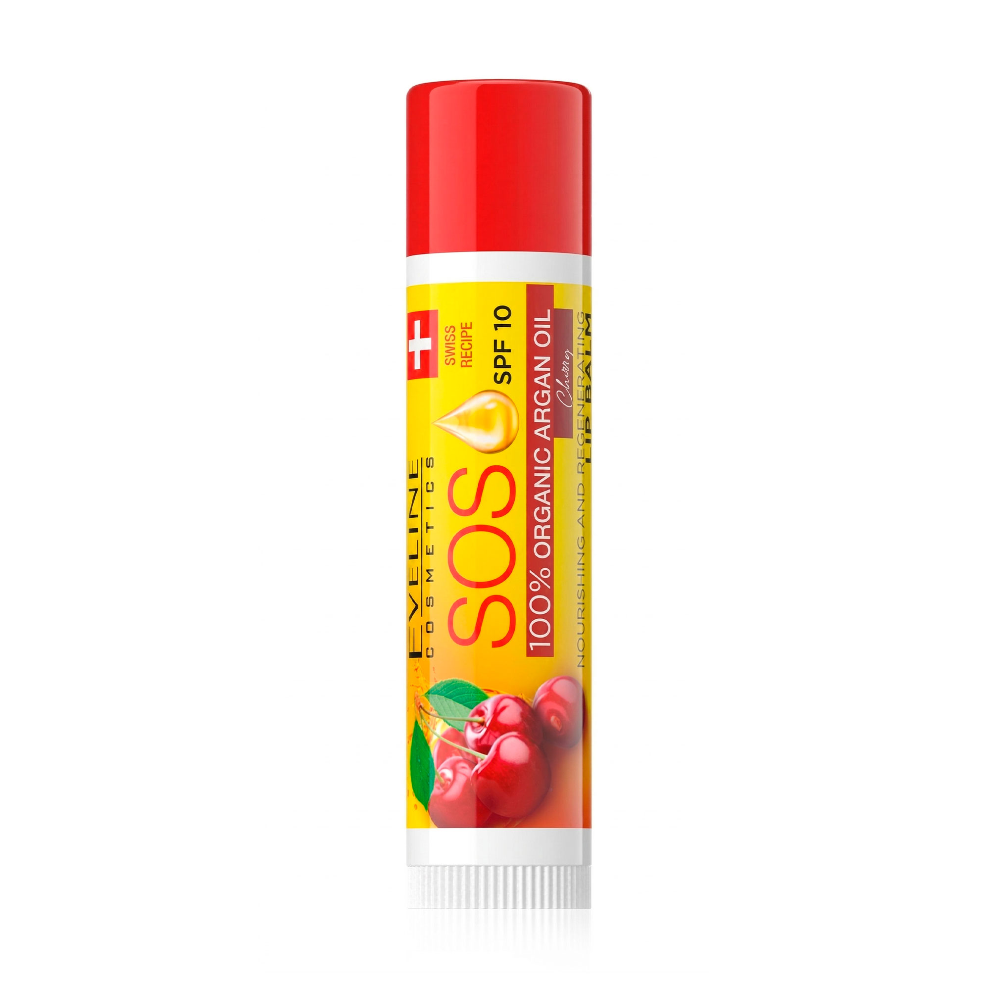 Марія Восстанавливающий бальзам для губ Eveline Cosmetics Argan Oil Sos SPF 10, Вишня, 4.2 г photo