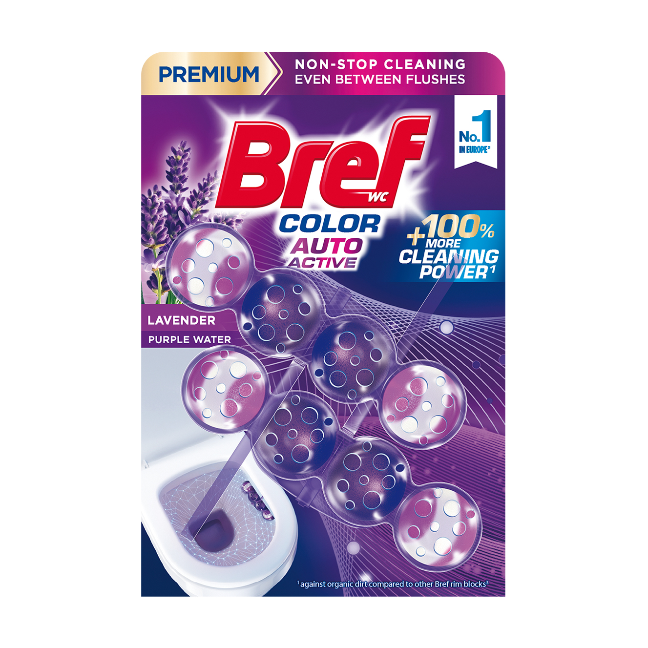 Елена Твердый туалетный блок Bref Color Aktiv Лаванда, 2*50 г photo