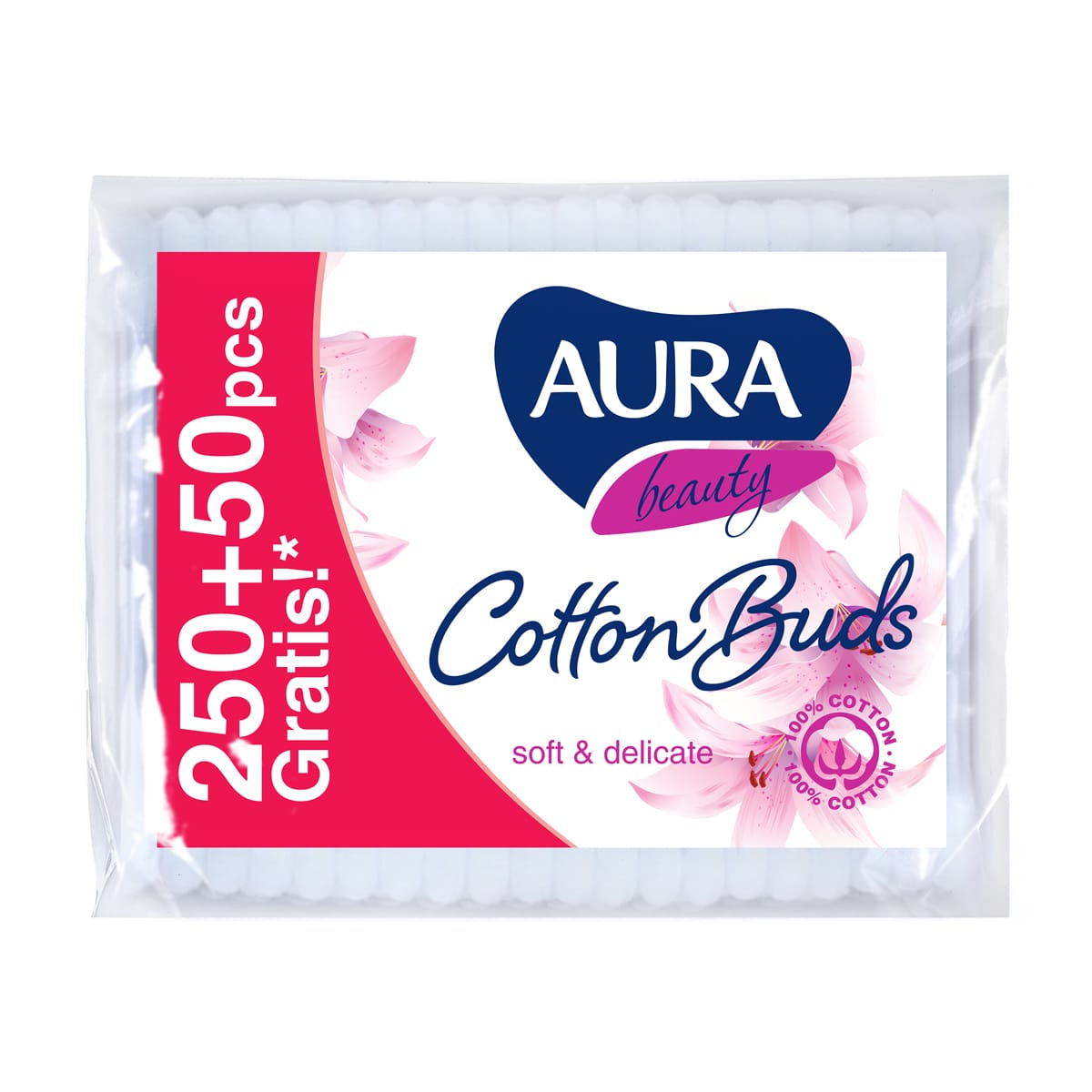 Євгенія Ватные палочки Aura Beauty Cotton Buds, 250+50 шт photo