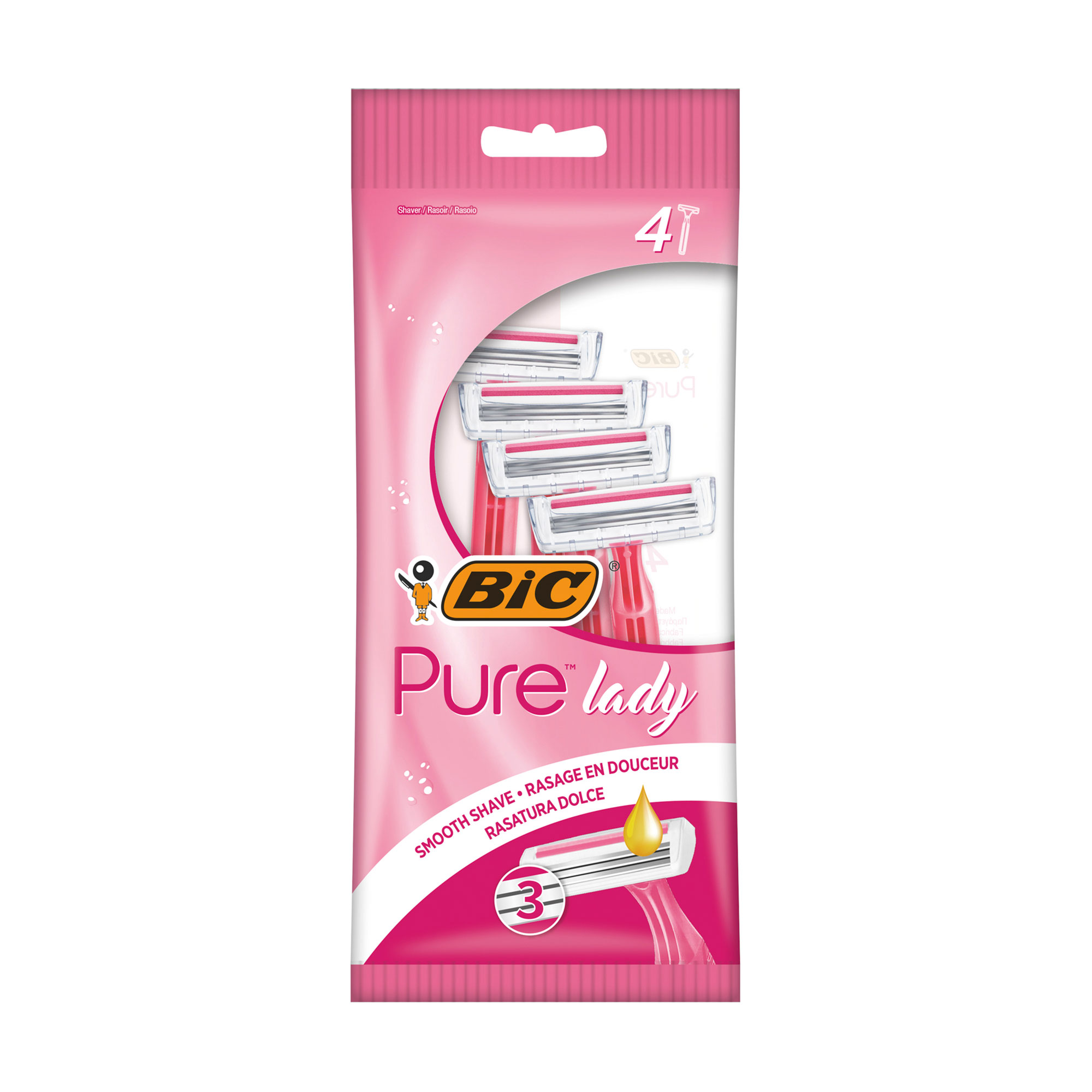 Христина Одноразовые бритвы BIC Pure 3 Lady Pink, женские, 4 шт photo