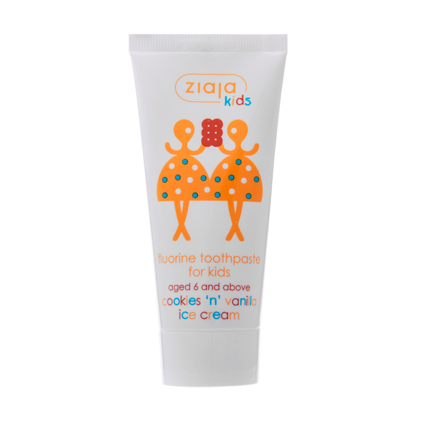 Анастасия У. Детская зубная паста Ziaja kids Fluorine Toothpaste for Kids Ванильное мороженое и печенье, 50 мл photo