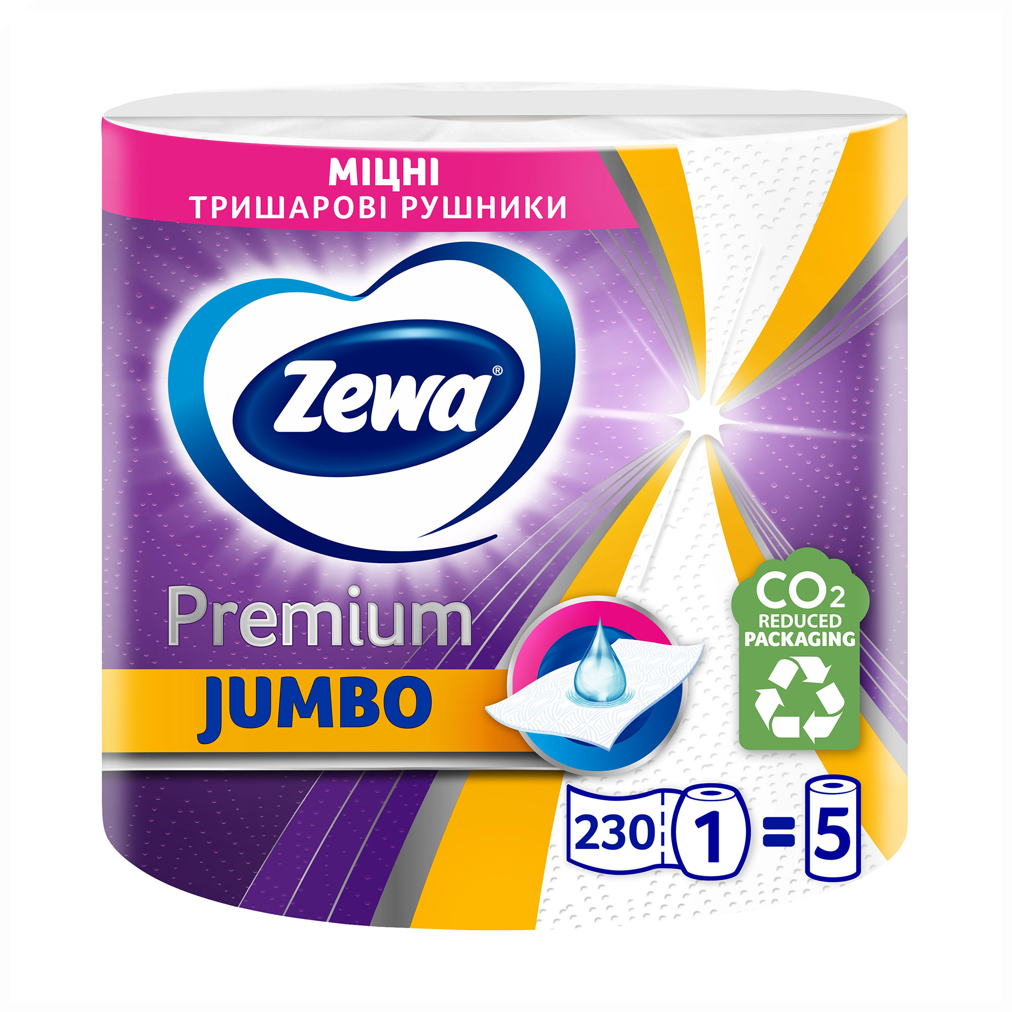 Бумажные полотенца Zewa Premium Jumbo, 3-слойные, 230 отрывов, 1
