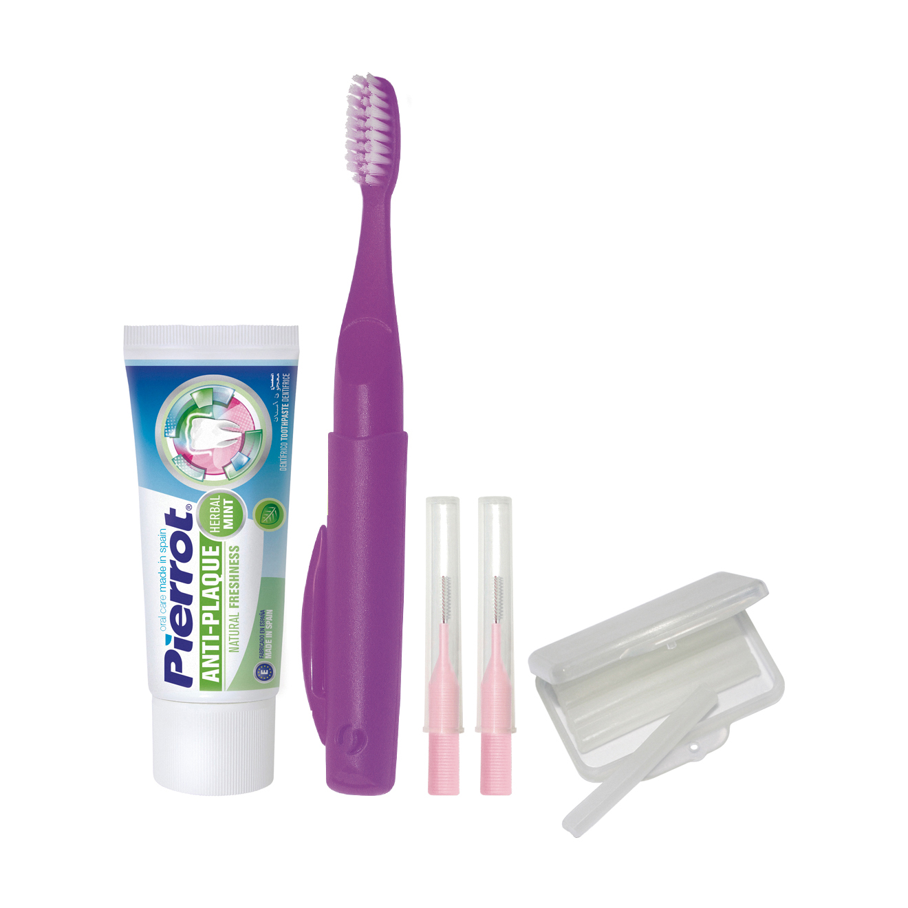 Даря Набор дорожный ортодонтический Pierrot Orthodontic Dental Kit (зубная щетка, 1 шт + зубная паста, 30 мл + межзубные ершики, 2 шт + ортодонтический воск + футляр) photo