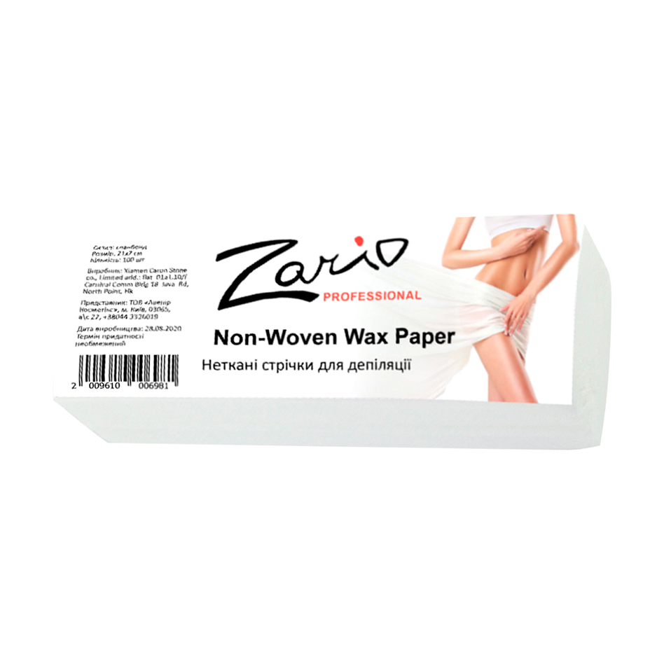 Ірина Полоски для депиляции Zario Professional Non-Woven Wax Paper из нетканого материала, 21*7 см, 100 шт photo