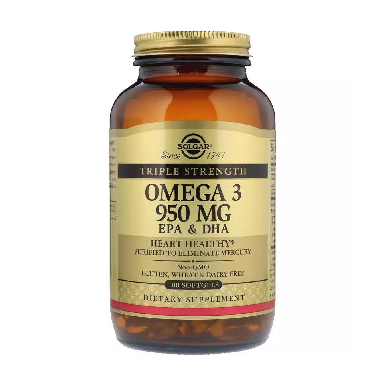Марина П. Омега-3 Solgar Omega-3 EPA, DHA Тройная сила, 950 мг, 100 капсул photo
