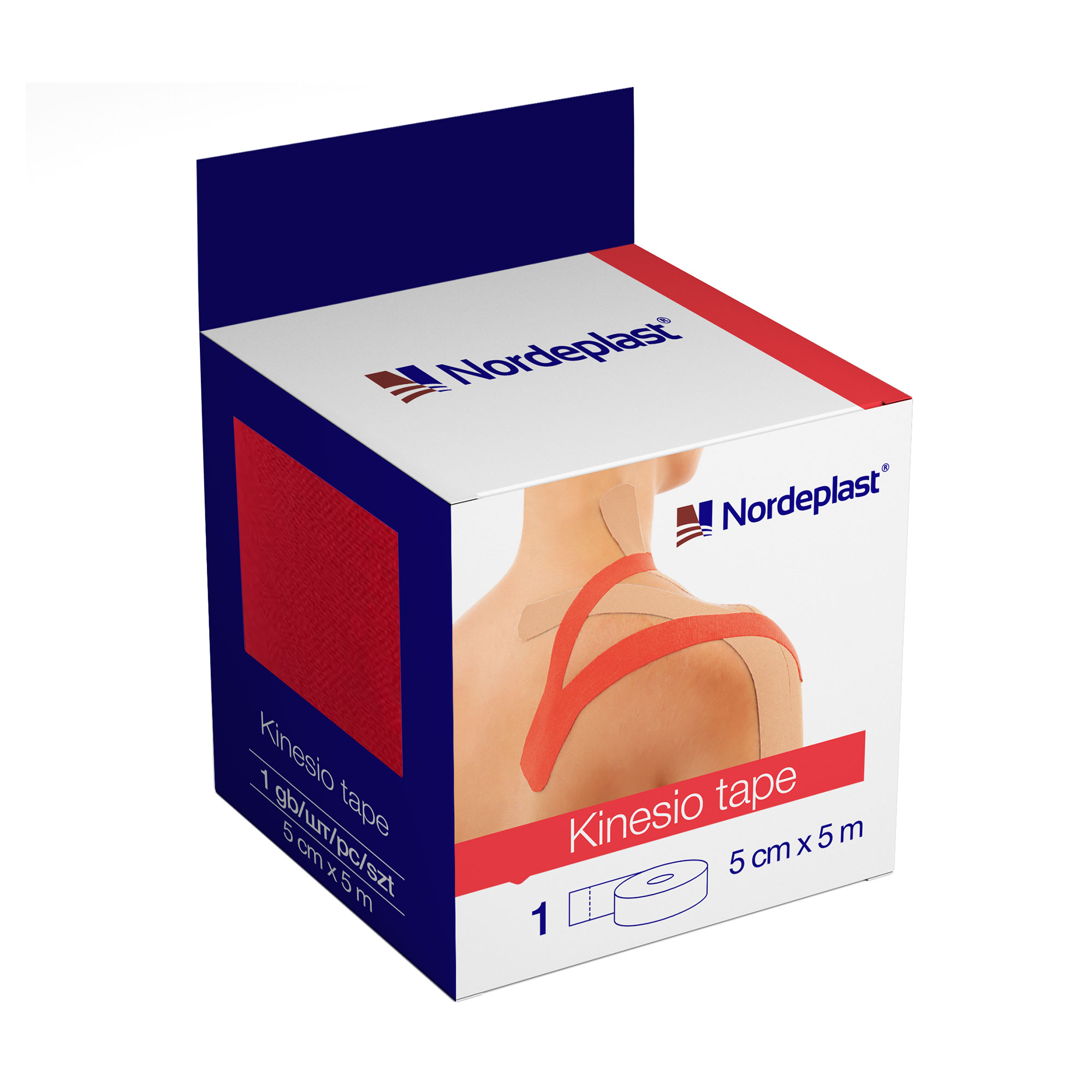 Ріна Ч. Кинезио тейп медицинский пластырь Nordeplast  Kinesio Tape красный, 5 см*5 м photo