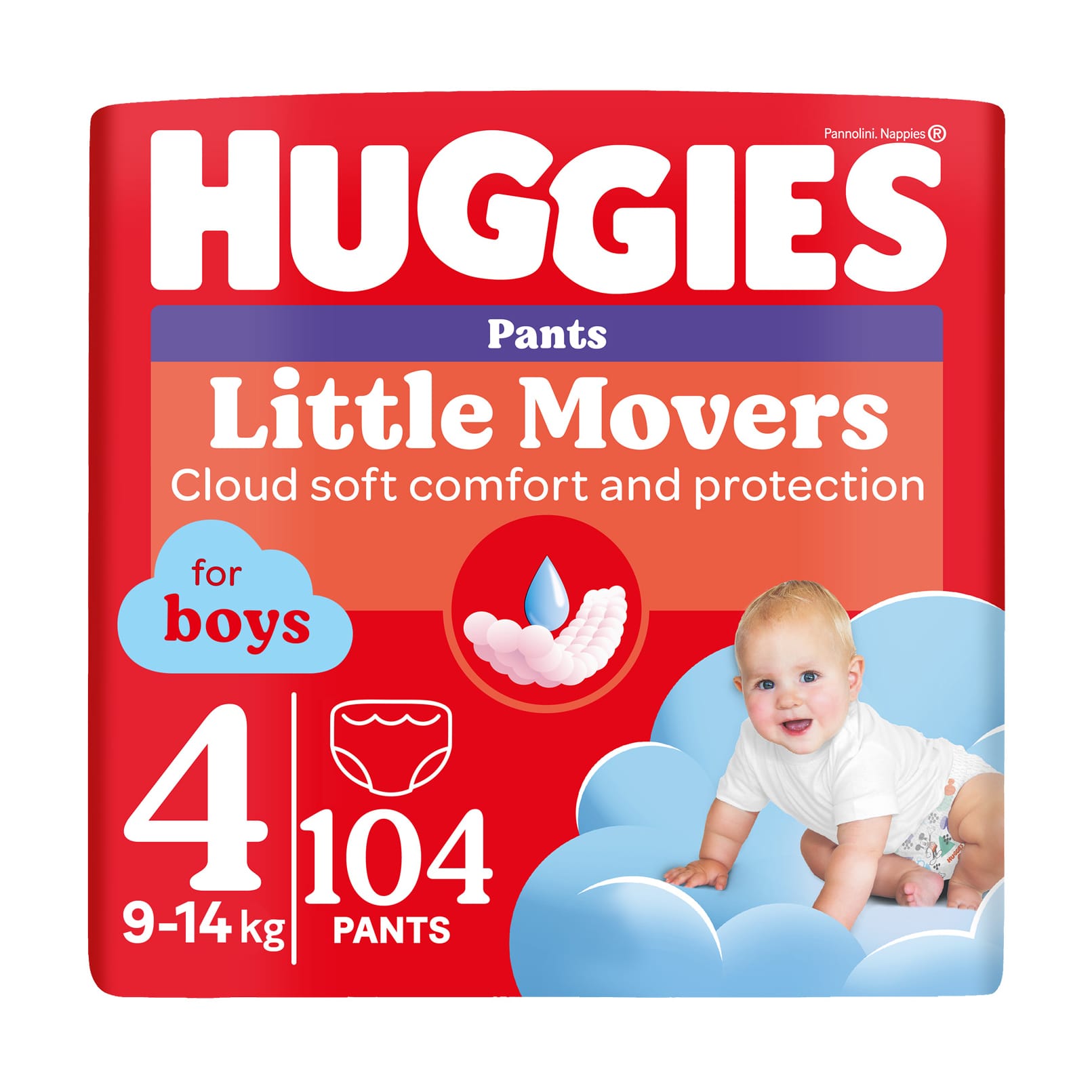 Зоя Пазинич Подгузники-трусики Huggies Little Movers Pants для мальчиков, размер 4 (9-14 кг), 104 шт photo