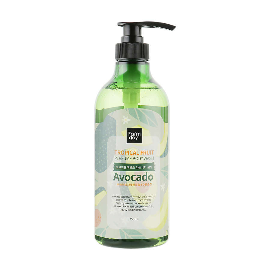 Любов С. Гель для душа FarmStay Tropical Fruit Perfume Body Wash Avocado с авокадо, 750 мл photo