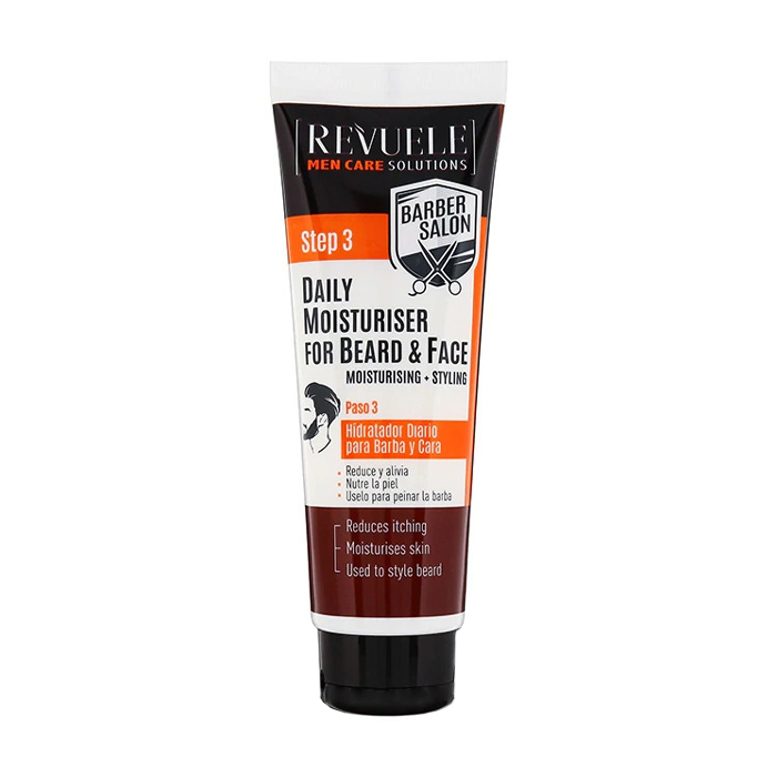 Ірина Чоловічий зволожувальний крем для бороди й обличчя Revuele Men Care Barber Daily Moisturizer Beard & Face, 80 мл photo