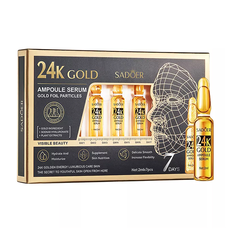 Юлія Р. Ампульная эссенция для лица Sadoer 24k Gold с частицами золота и гиалуроновой кислотой, 7*2 мл photo
