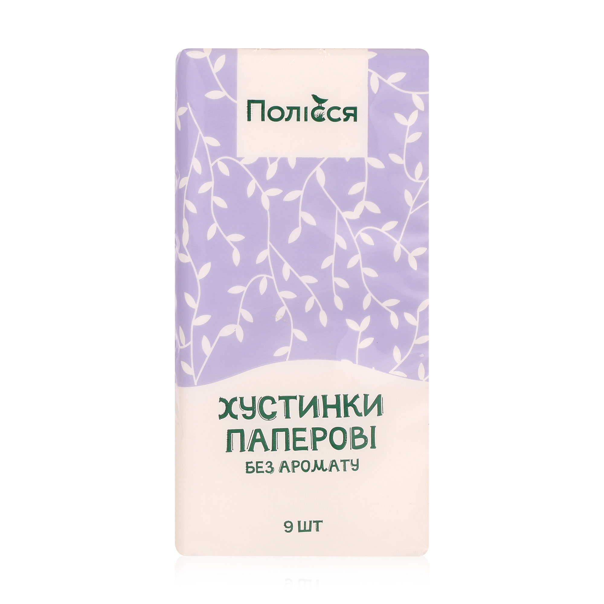 Катерина К. Бумажные носовые платочки Полісся без аромата, 2-слойные, 9 шт photo