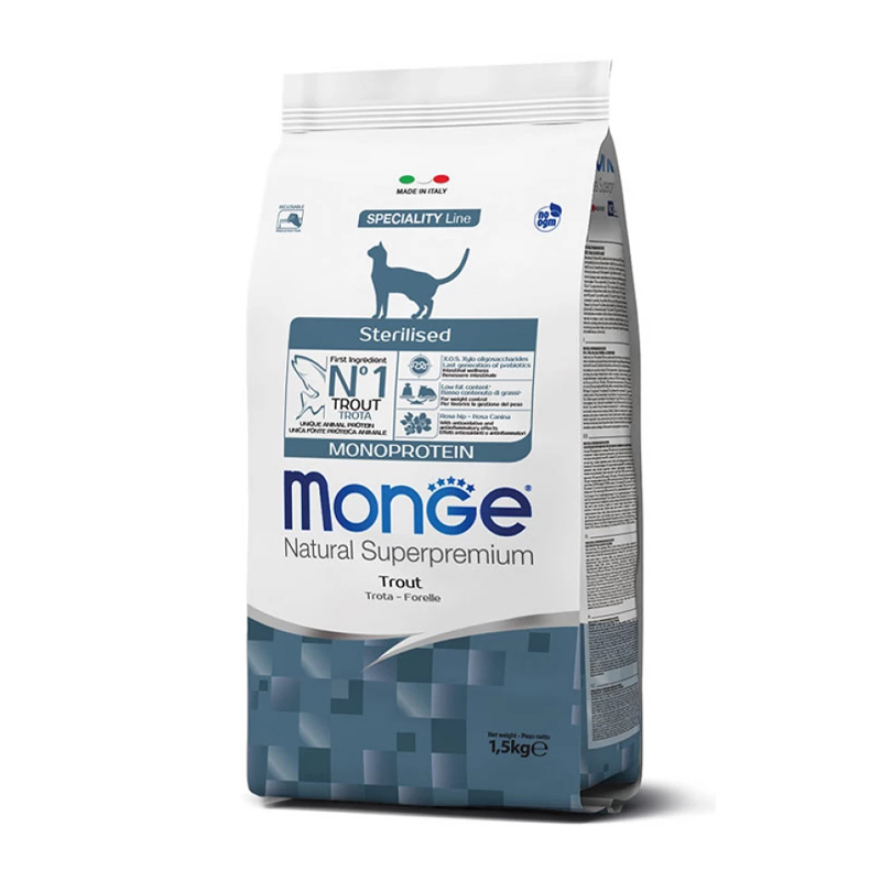 Катерина Б. Сухий корм для стерилізованих кішок Monge Monoprotein Sterilised зі смаком форелі photo