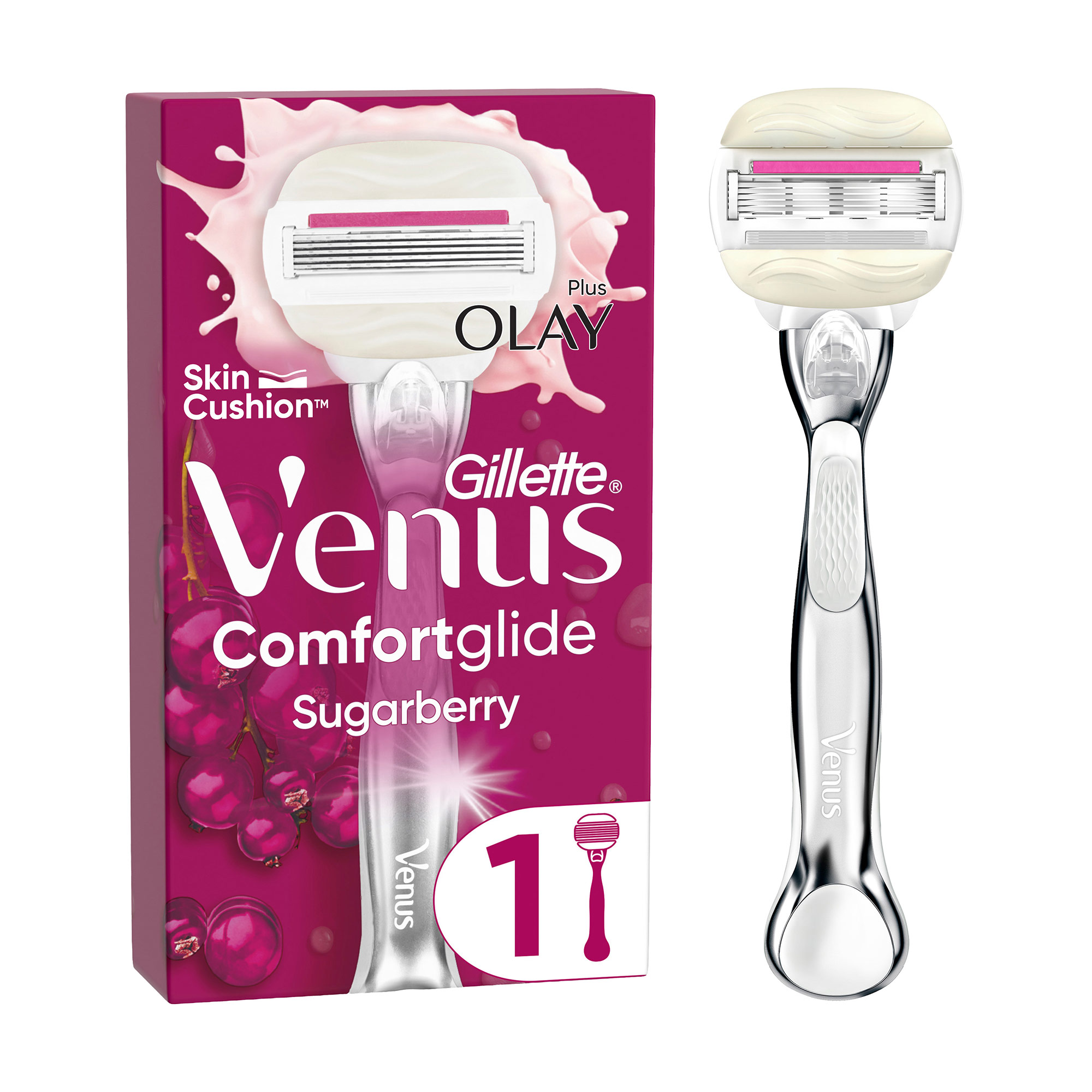 Марія Станок для бритья женский (бритва) Gillette Venus Comfortglide Sugarberry Plus Olay с 1 сменным картриджем photo