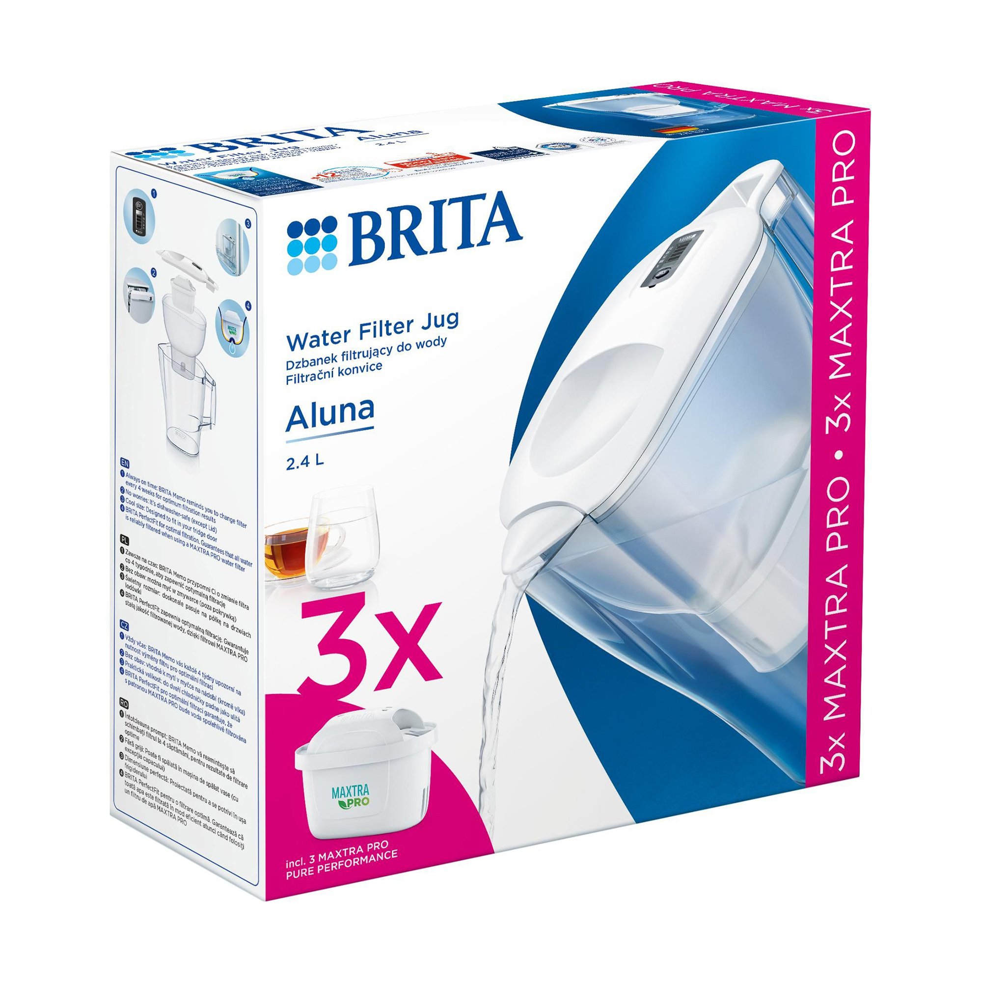 Лілія Фильтр-кувшин для воды Brita Aluna MX Pro, белый, 3 фильтра, 2.4 л photo