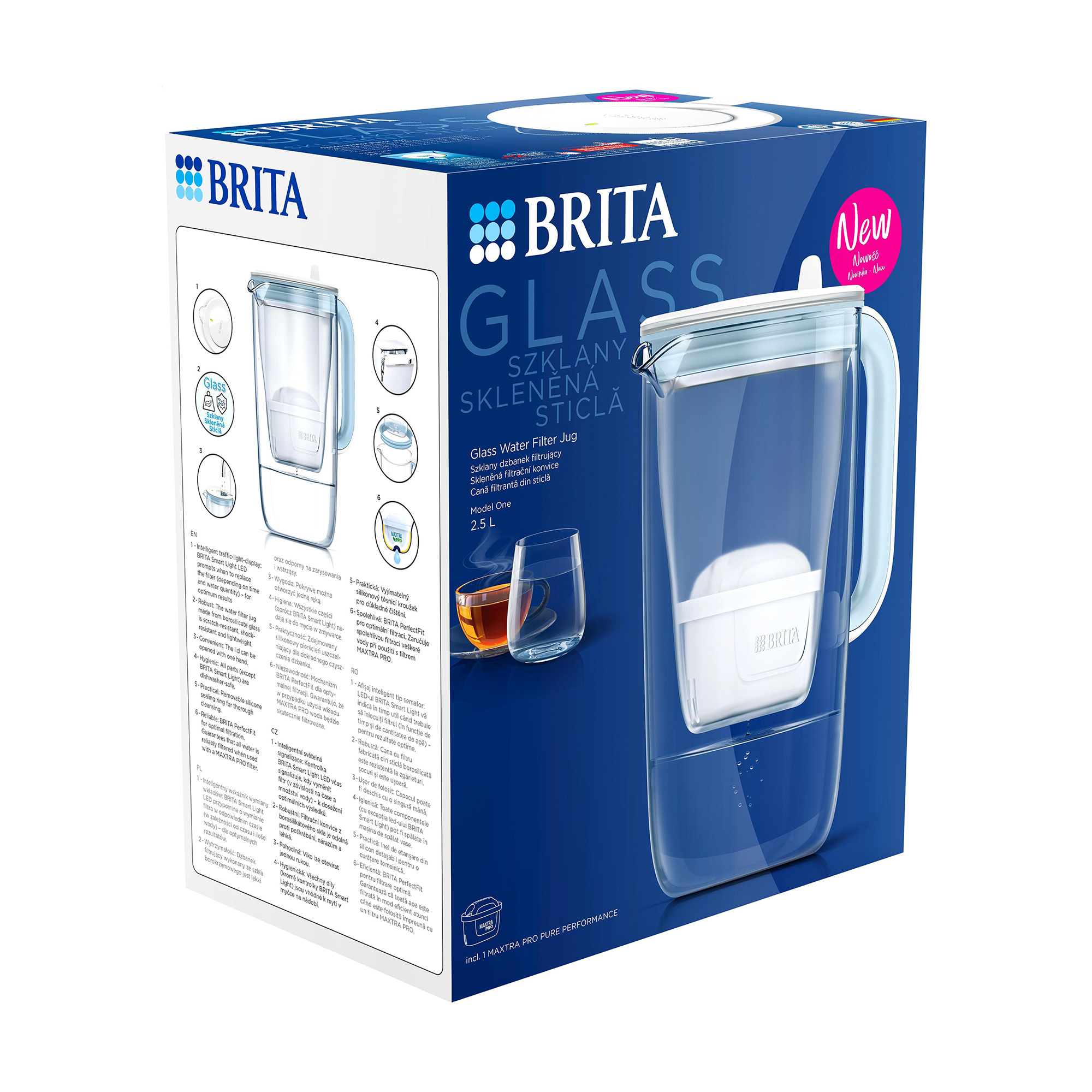 Ольга М. Фильтр-кувшин для воды Brita Glass LED MX Pro, синий, 2.5 л photo