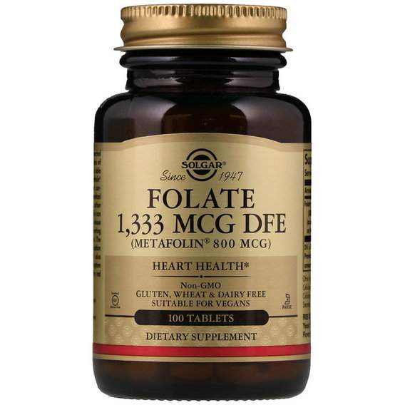 Dfe 800 Фолієва кислота Solgar Folate 1333 mcg DFE (As Metafolin 800 mcg) 100 ...