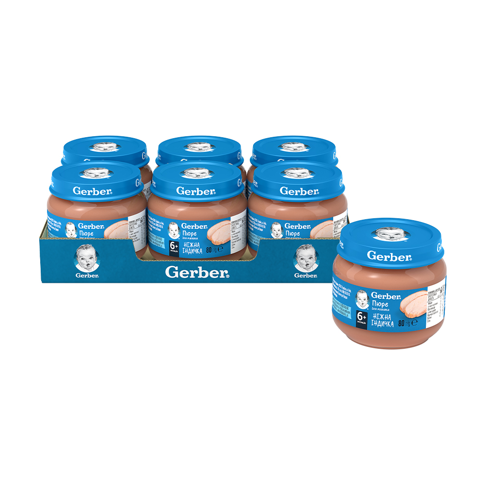 олеся Детское мясное пюре Gerber Нежная индейка, от 6 месяцев, 6*80 г photo