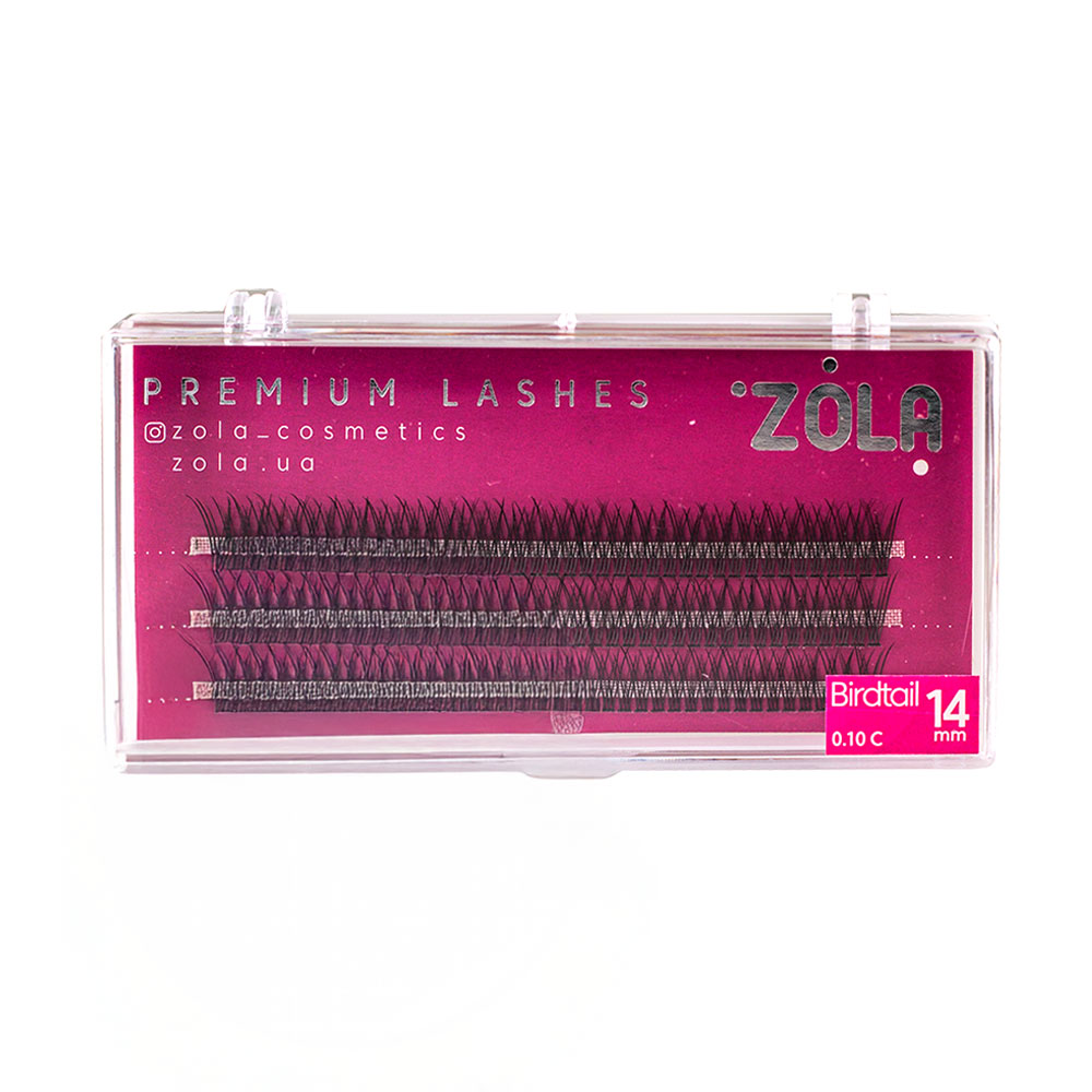 Галина Накладные ресницы пучковые Zola Premium Lashes Birdtail, C 0.10, 14 мм photo