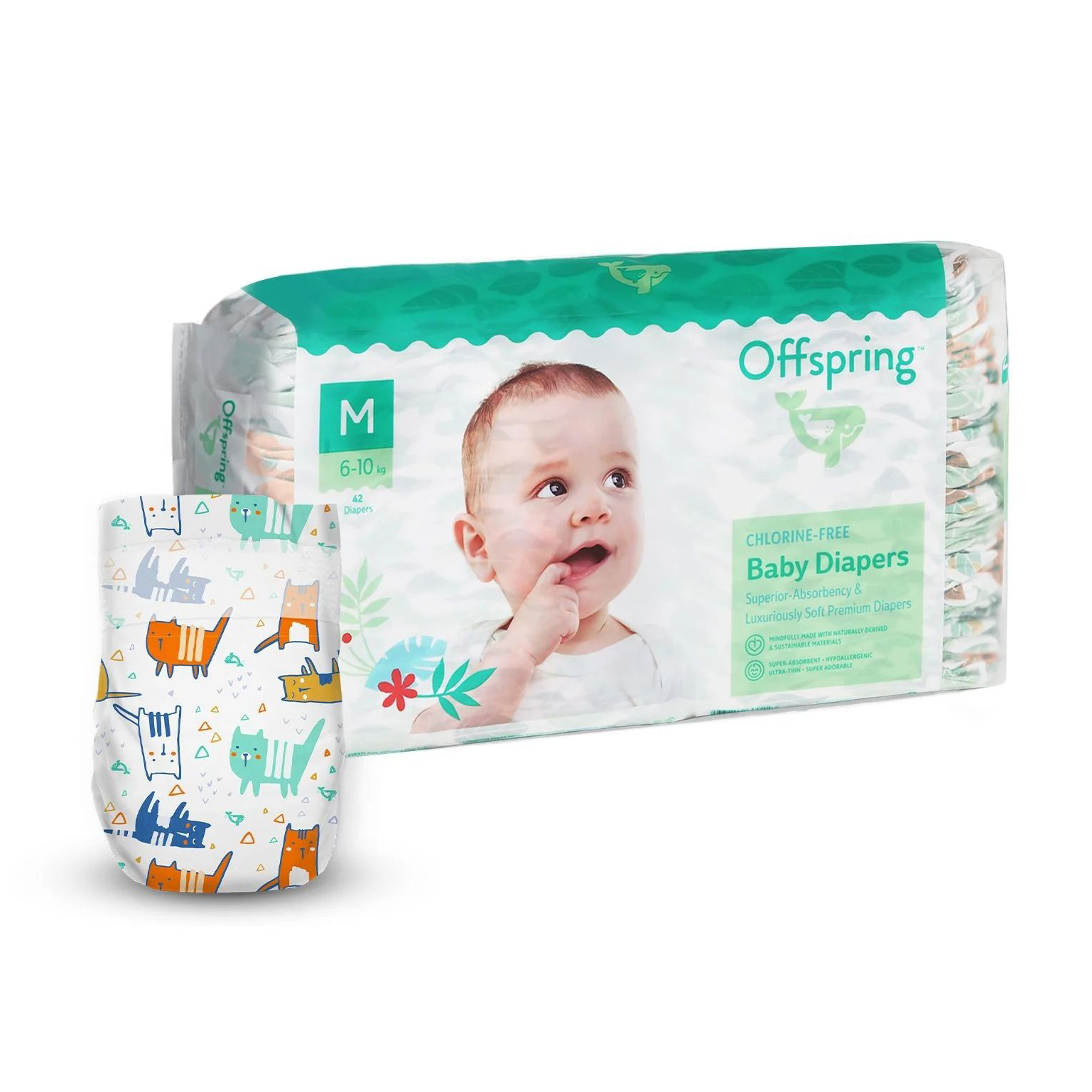 Тетяна Л. Подгузники Offspring Meow The Cat, размер M (6-10 кг), 42 шт photo