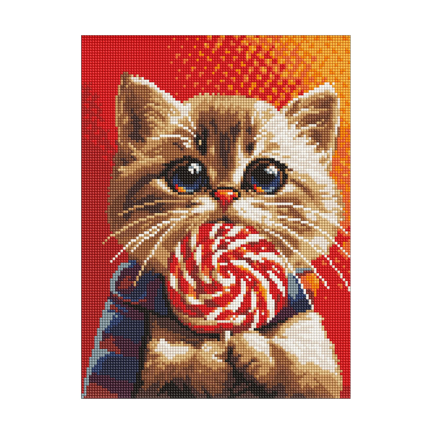 Катерина Федоренко Алмазная мозаика Ideyka Котик с конфетой, с АВ стразами, 30*40 см (AMO7976) photo