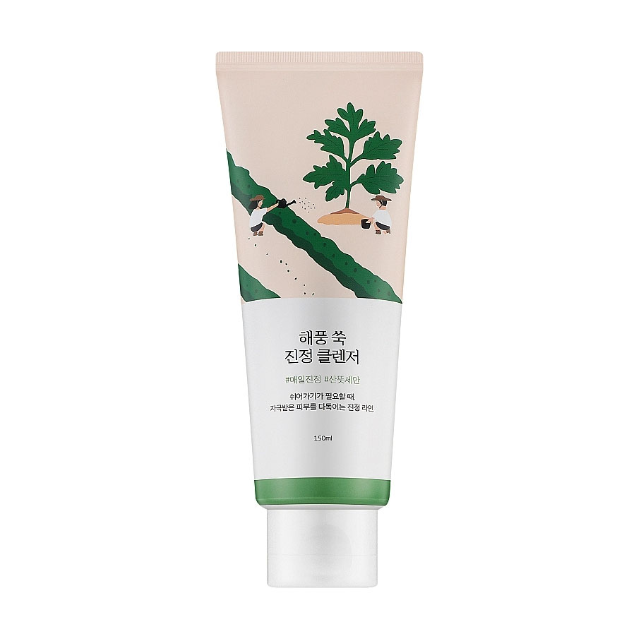 Катерина С. Успокаивающая очищающая пенка для лица Round Lab Mugwort Calming Cleanser с морской полынью, 150 мл photo