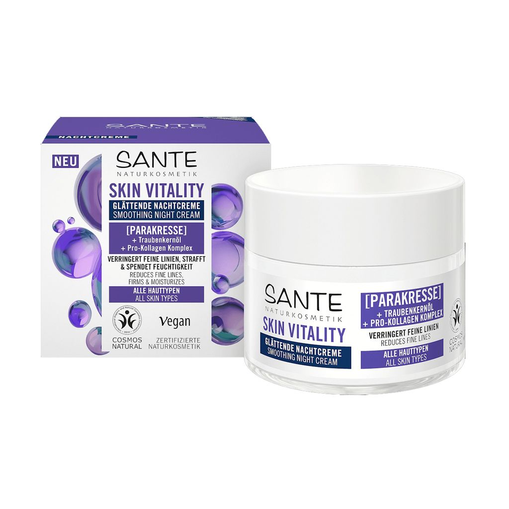 Нічний розгладжувальний крем для обличчя Sante Skin Vitality Smoothing Night Cream проти зморщок, 50 мл — фото 2